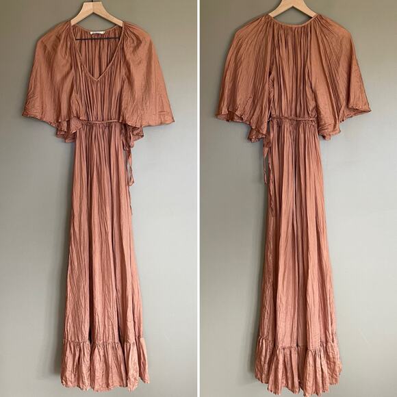 Mes Demoiselles‎ Twinkie Maxi Dress Nude Size 2 Silk Lightweight Flowy Billowy - Picture 4 of 16